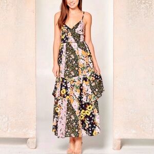 Strut & Bolt Floral Tiered Patchwork Midi Dress ****PTP 18in. No Size Tag